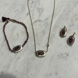 Kendra Scott Anna Gold Bronze Veined Maroon Set